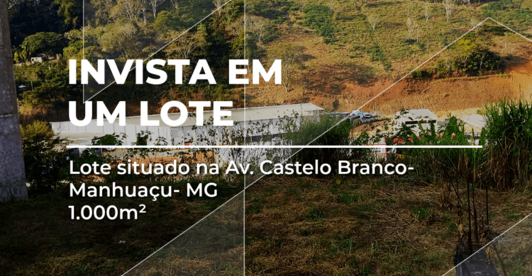 Vídeo de lote à venda com 1.000 m², terreno 100% plano, localizado na Avenida Castelo Branco, bairro Santana, em Manhuaçu-MG, com vista panorâmica para a BR-262. Ideal para construção residencial ou ponto comercial.