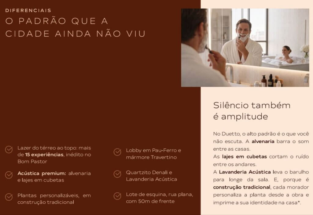 Diferenciais do empreendimento Brise com acústica premium, lazer no terraço e plantas personalizáveis