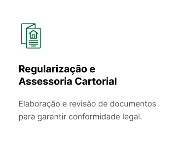 Ícone de documentos com selo de casa em silhueta verde e preto.