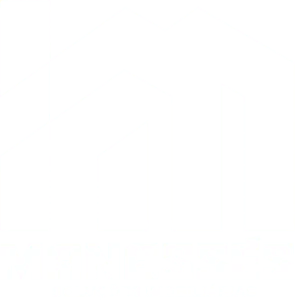Logotipo da Manassés Soluções Imobiliárias em contorno branco sobre fundo preto.