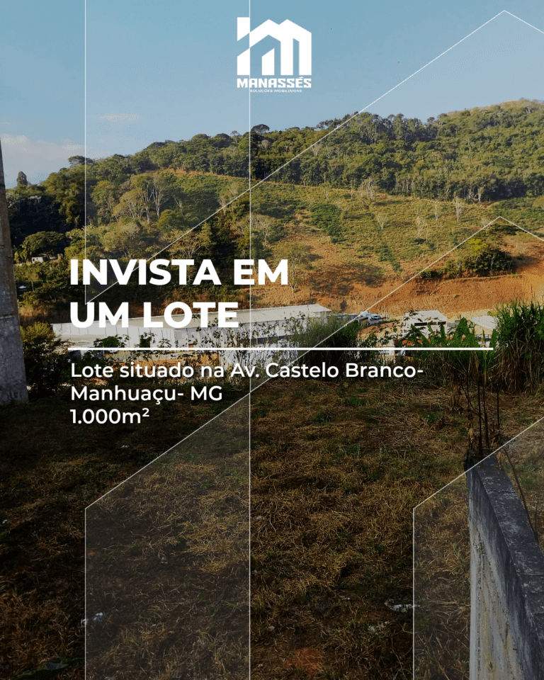 Vídeo de lote à venda com 1.000 m², terreno 100% plano, localizado na Avenida Castelo Branco, bairro Santana, em Manhuaçu-MG, com vista panorâmica para a BR-262. Ideal para construção residencial ou ponto comercial.